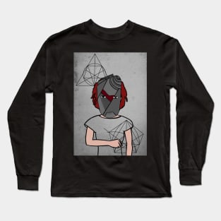 Kanye West: Female NFT with Crayon Eyes, Dark Skin, and a Touch of Light in a Davinci Background Long Sleeve T-Shirt